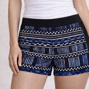 NWOT J.CREW patterned, black/white/blue shorts, size 6